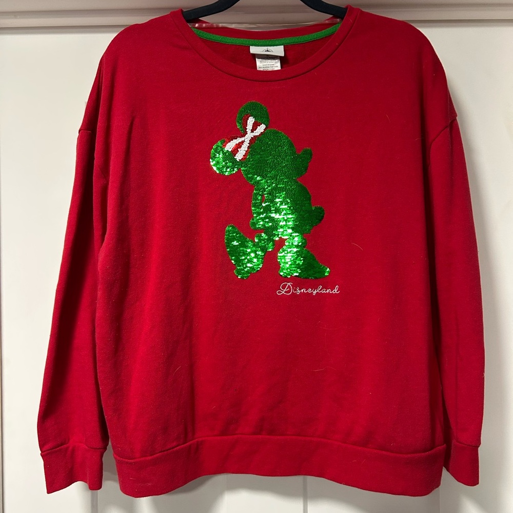 Disneyland Minnie Mouse Christmas Pull Over with Two Way Sequins